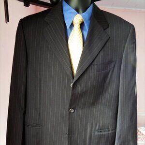 Canali Italian 3 Buttons Black Brown Striped Wool Jacket Blazer 2 Vents 42R